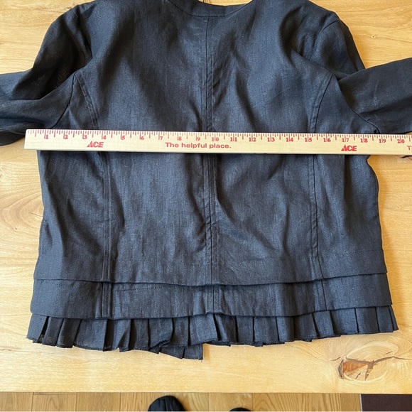 FOIL PLEAT DREAMS JACKET 6 LINEN LIGHTWEIGHT SINGLE CLASP CLOSURE RUFFLE HEM NWT - Picture 7 of 12